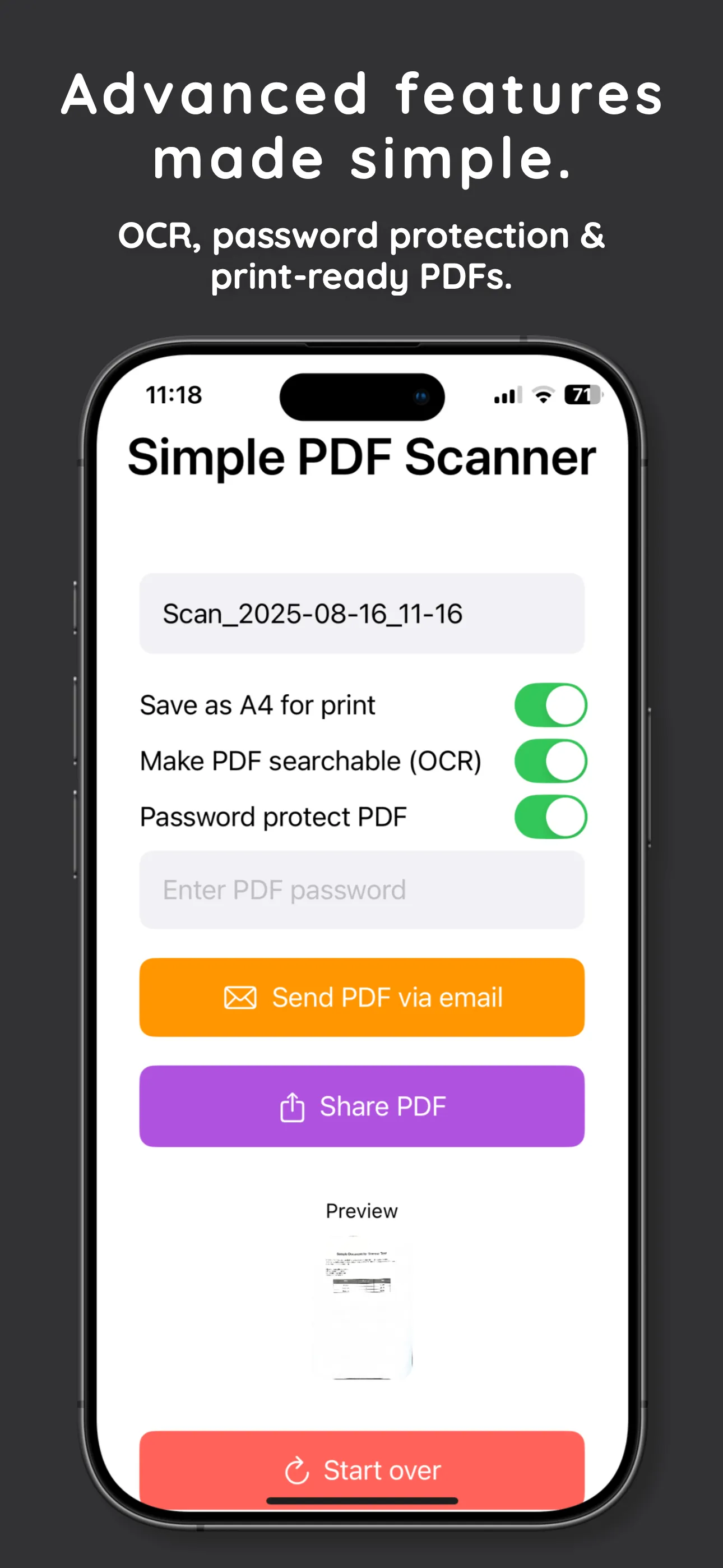 Screenshot showing sharing options