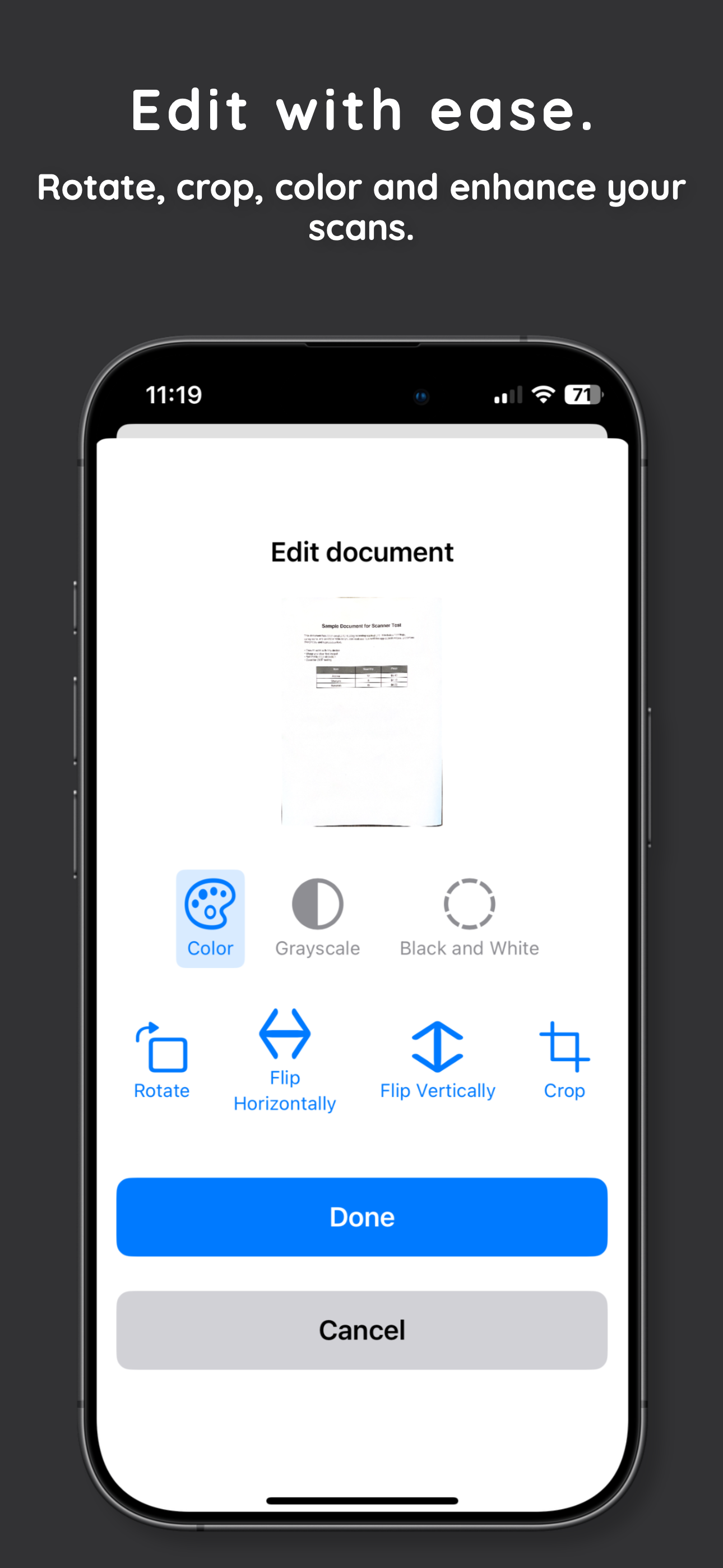 Screenshot of the document collection