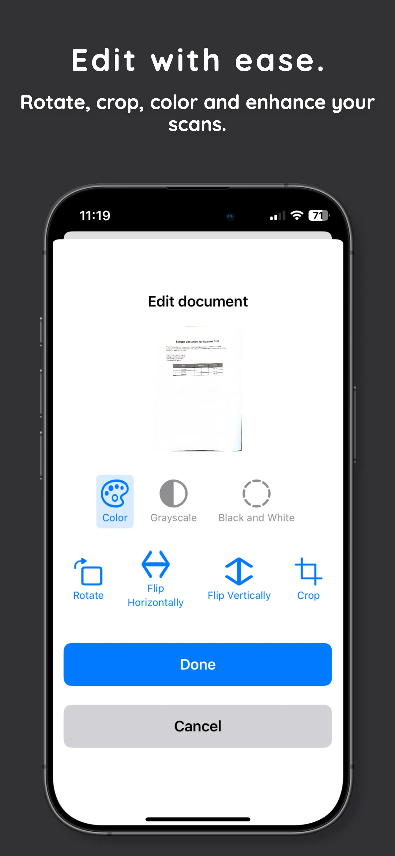 Screenshot of the document collection